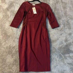 Elegant Burgundy Long Sleeve Dress